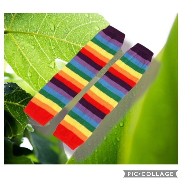 Elbow length fingerless rainbow gloves - Picture 7 of 11